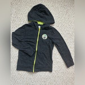 Boys Neon Green & Dark Grey Zip Up Sweatshirt Hoodie Jacket